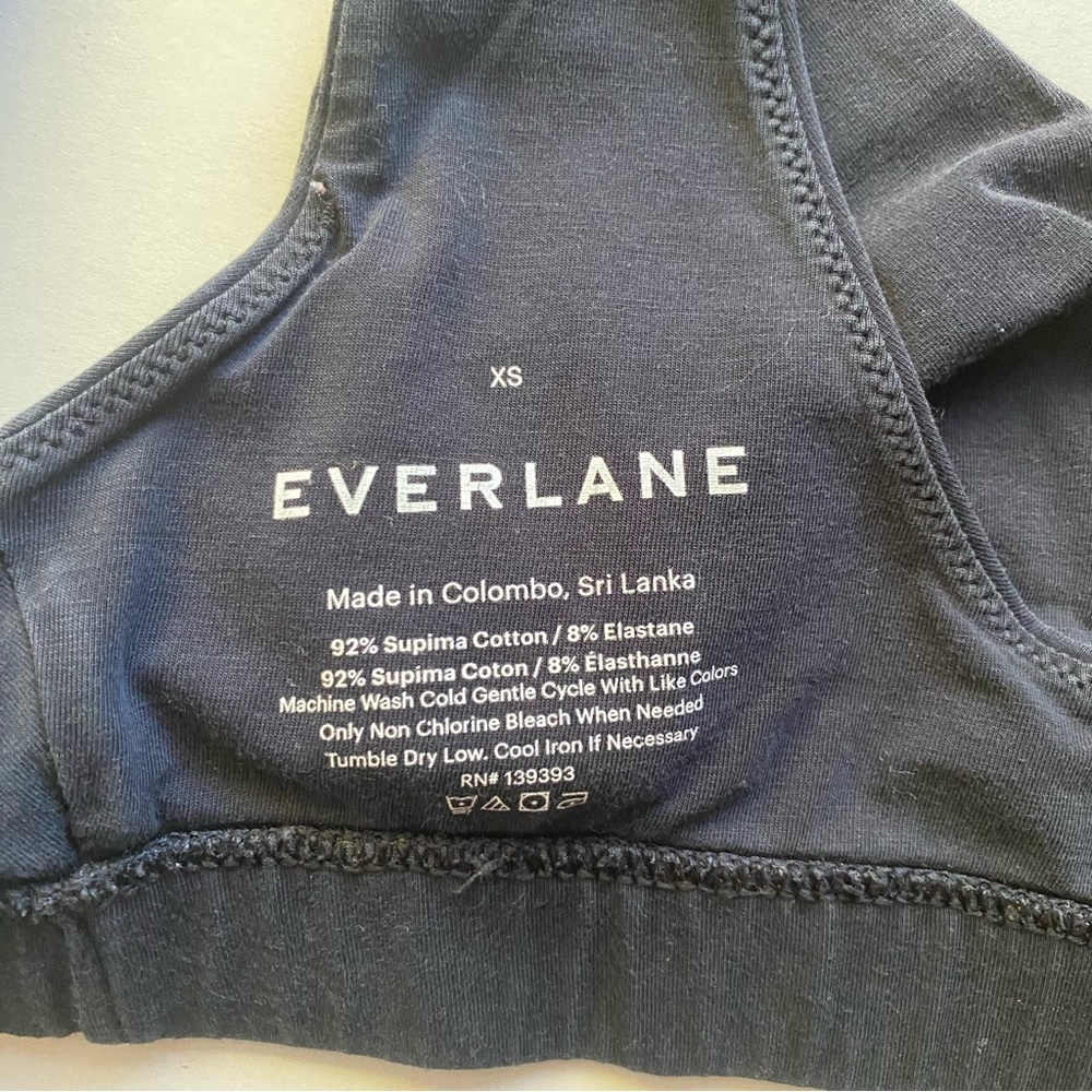 Everlane The Cotton Tank Bra Black Size X-Small - Picture 4 of 4